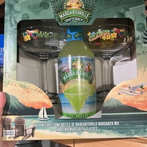 Margaritaville Margarita Gift Set with Lime Green Mix and Clear Glasses